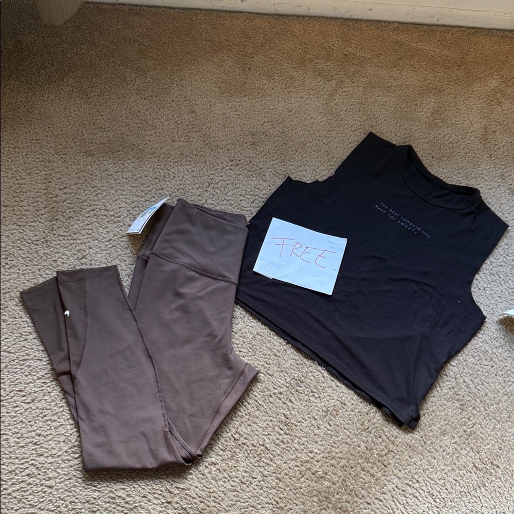 Nike ONE 🔥 Brown Dri-FIT Leggings High waisted w/ FREE Tank Top - Picture 3 of 12